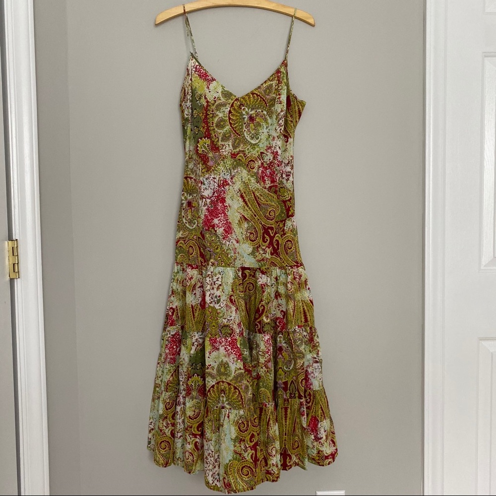 Zara V-Neck Spaghetti Strap Paisley Maxi Dress